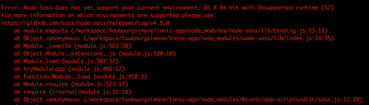 How To Fix Error Node Sass Does Not Support Your Current Environment Os X 64 Bit With Unsupported Runtime 57 Crafted By Jennifer Proust Environment
