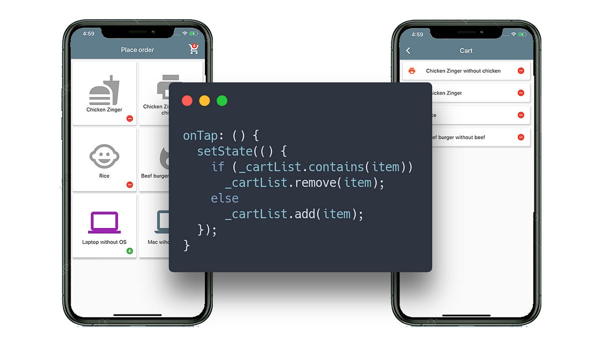 Flutter Using Simple SetState To Build A Shopping Cart Example