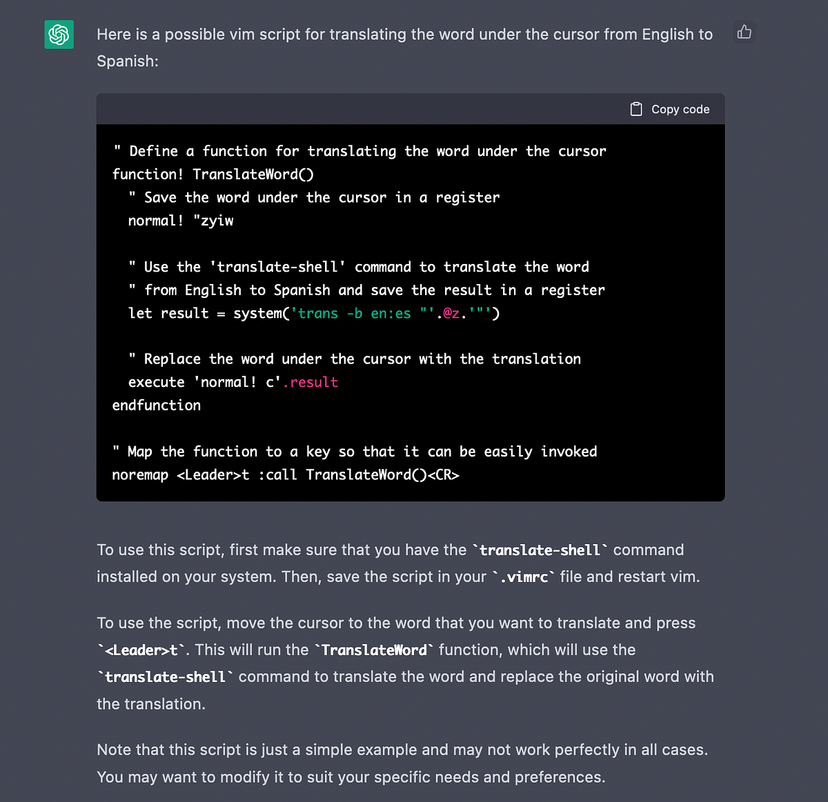 Use ChatGPT for writing vim scripts Emrah Soytekin Medium