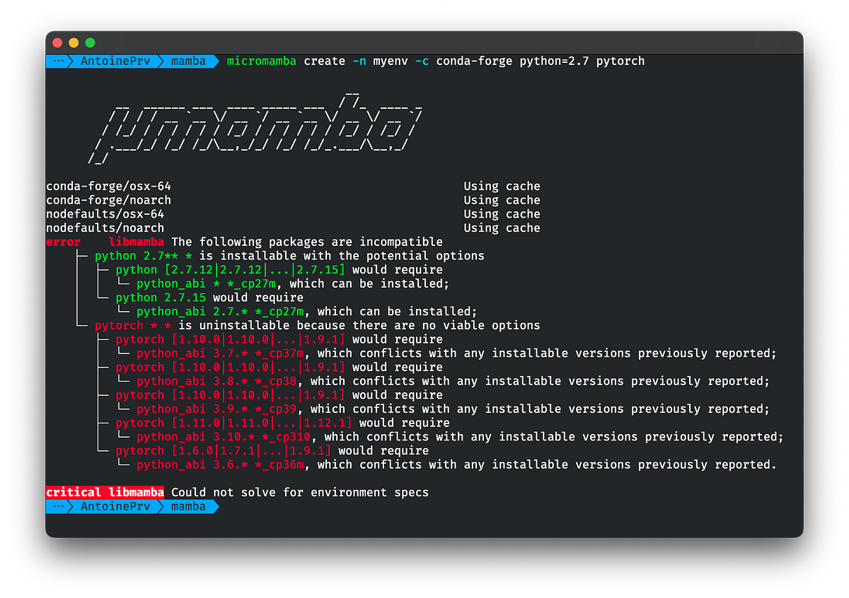 Managing Conflicts with Mamba. New detailed conflict error message in ...