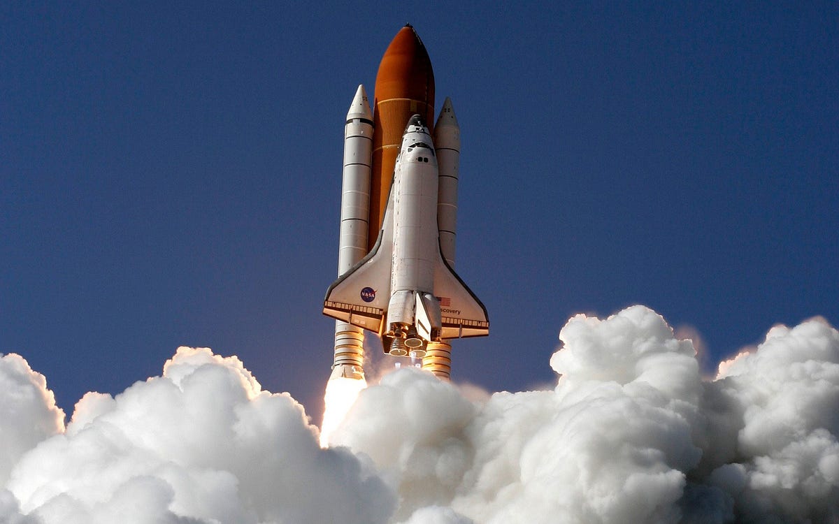 nasa space shuttle in space