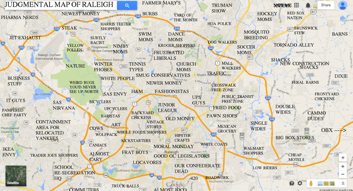 Raleigh Nc Neighborhoods Map The Triangle, Briefly Explained. This Information Is Not Backed By Data… |  By Sarah O'grady | Escaping New York