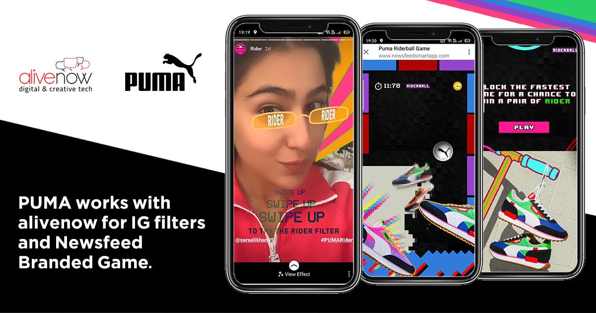 How Puma used Instagram Augmented Reality and Gaming for the Rider Launch.  | by alivenow digital & creative tech studio | Medium