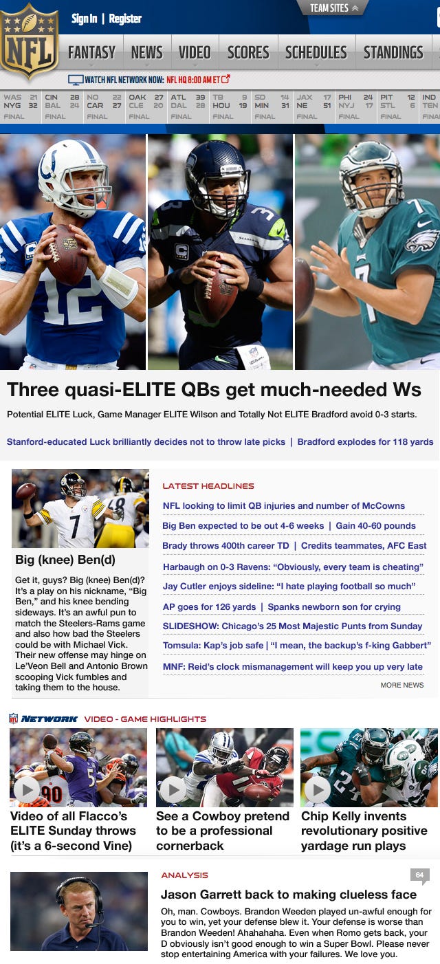 HONEST NFL Headlines: Week 3. Finally 