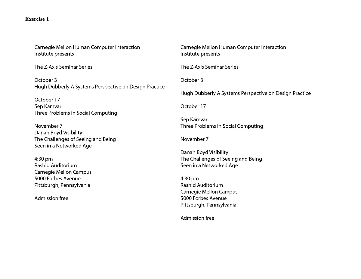 Typographic Hierarchy Exercise By Evi Bernitsas Communication
