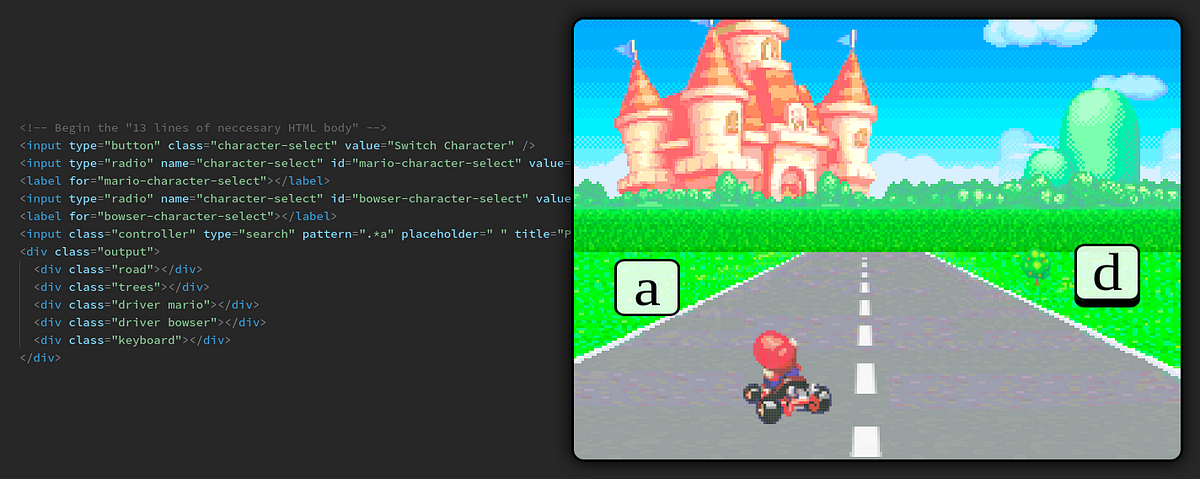🏎 Mario Kart: CSS 🏁. Interactive Mario Kart with Only CSS | by Stephen  Cook | codeburst