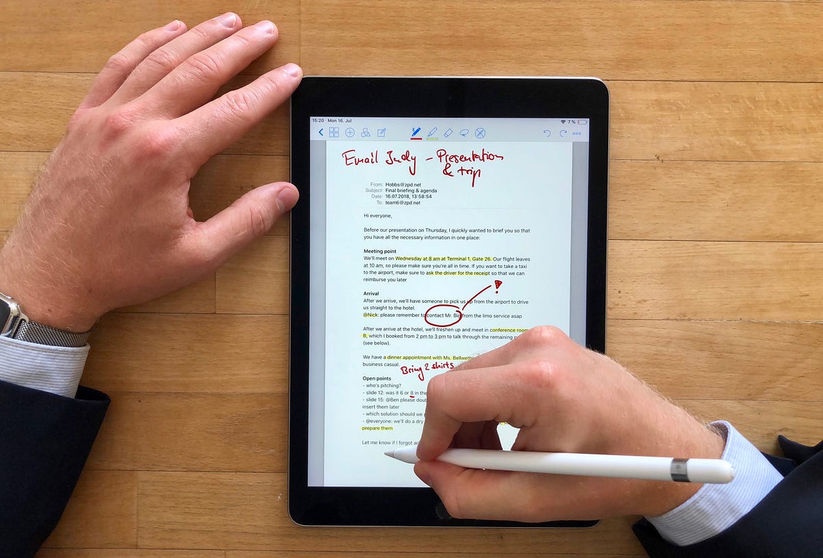 How to markup an email with the Apple Pencil  by GoodNotes