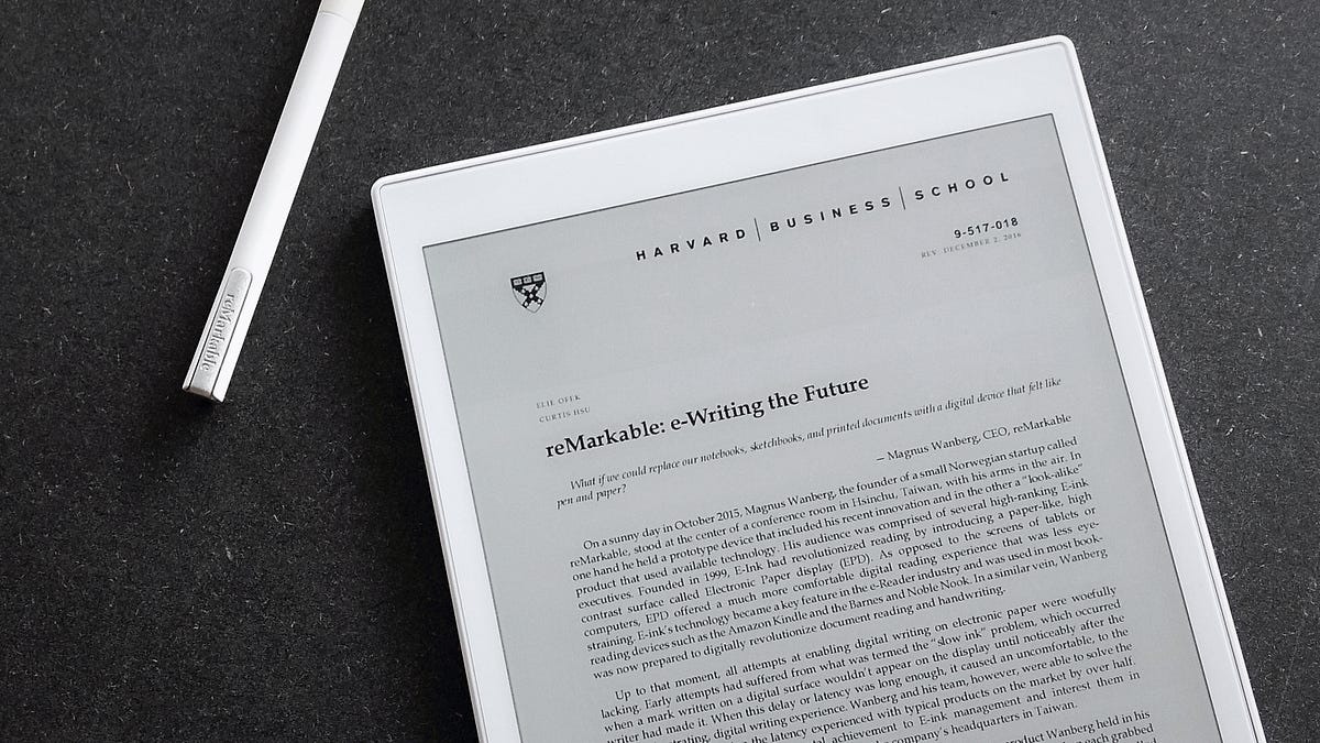 reMarkable paper tablet featured as Harvard Business School case study