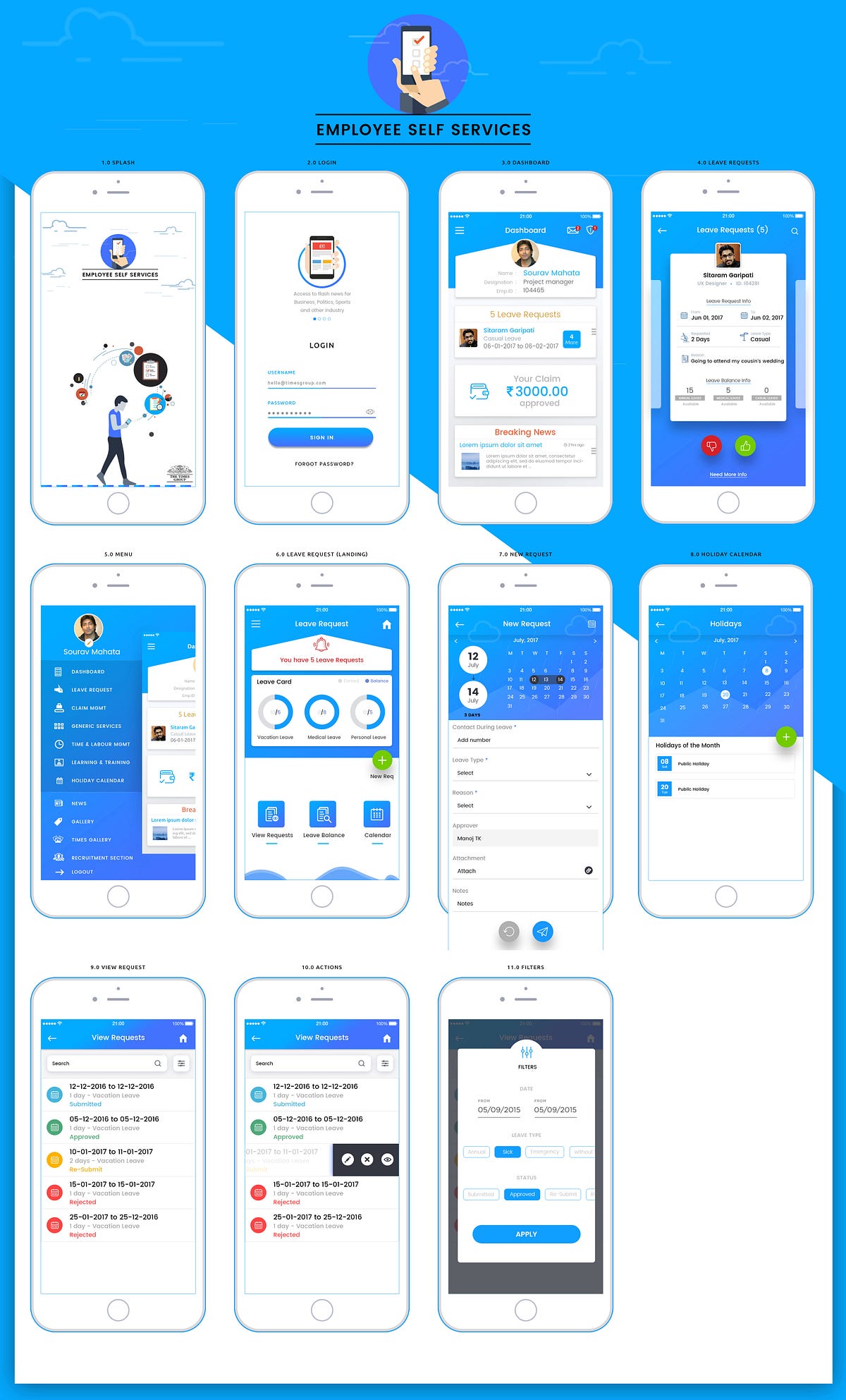 Case study of Employee Self Services Mobile App | by kiran kumar | UX