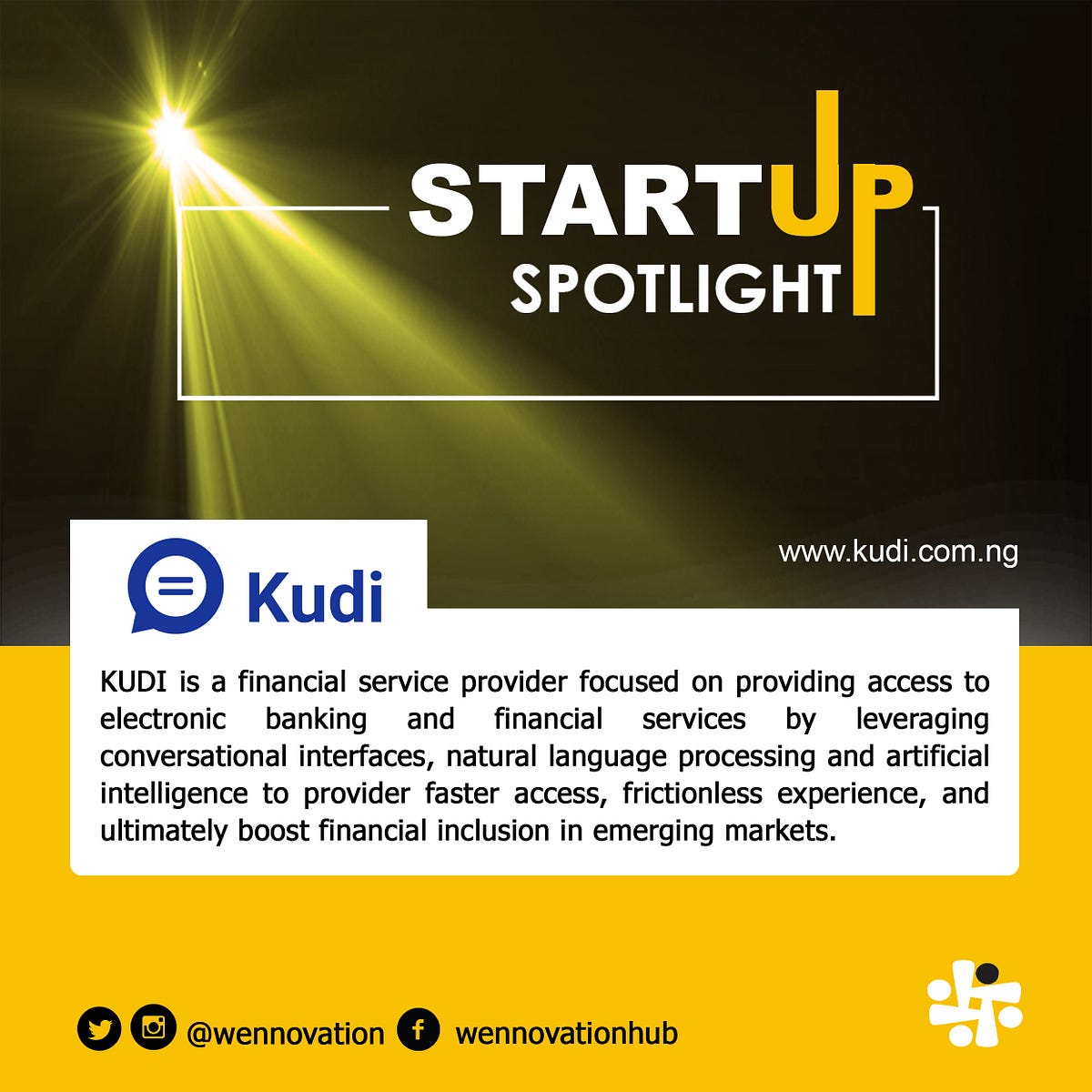 StartUp Spotlight Kudi. KUDI is a financial service provider… by