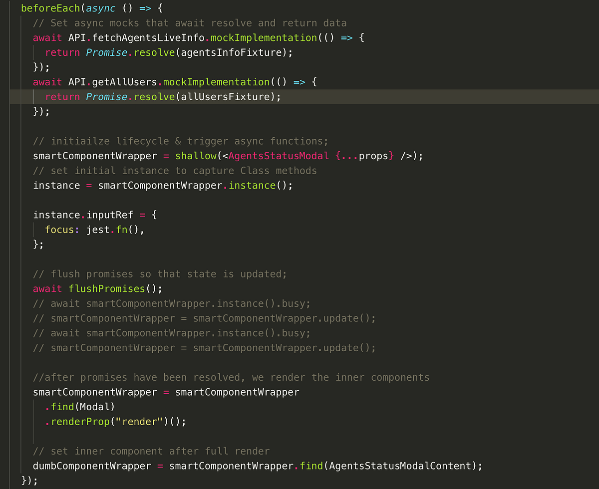 JestEnzymeReact testing with Async ComponentDidMount() by Phil