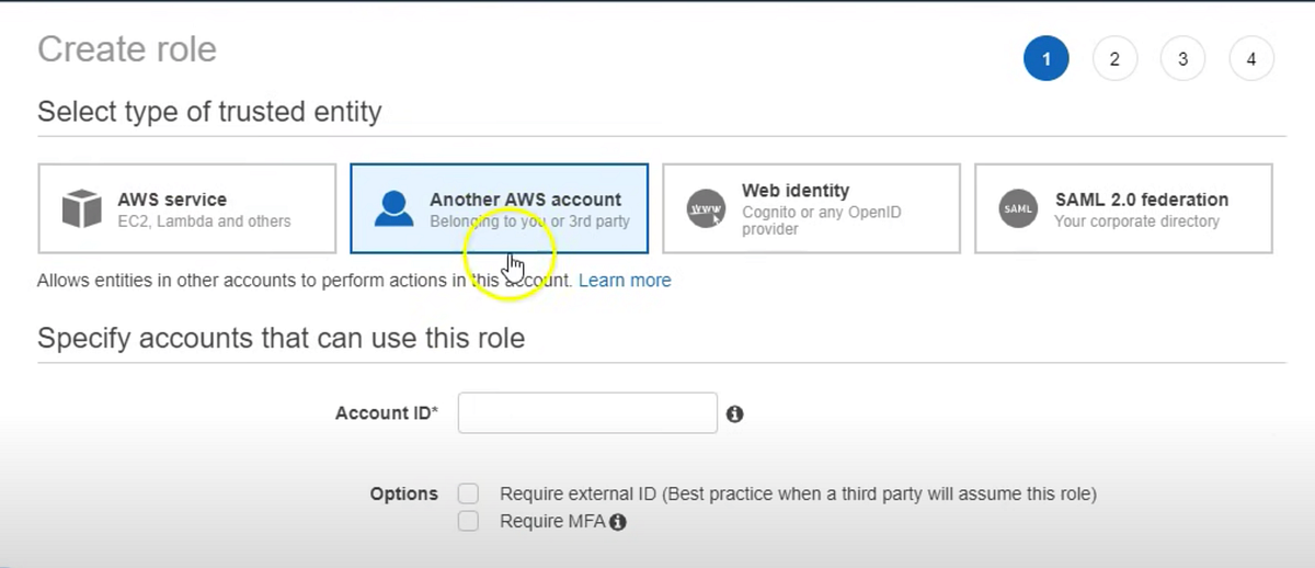 Accessing S3 Buckets/resources available in another account using IAM