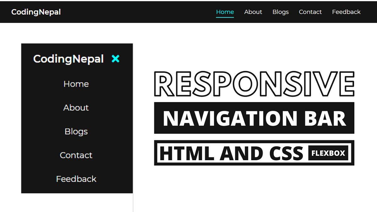 Responsive Navigation Menu Bar using CSS Flexbox | by CodingNepal | Medium