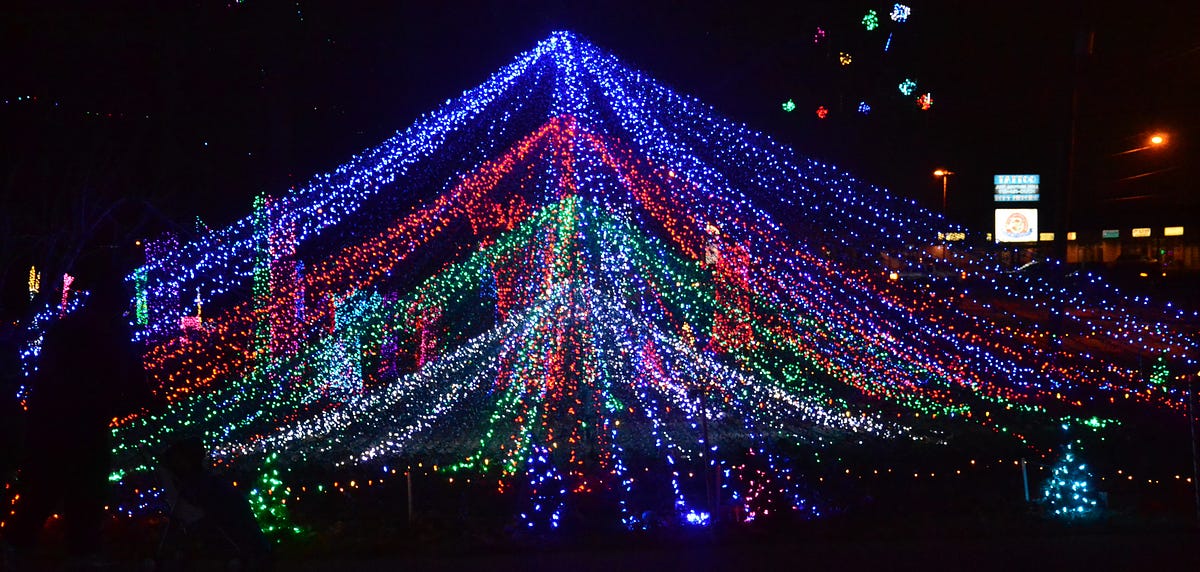 Christmas lights in Oklahoma. Lights take up two or three city blocks