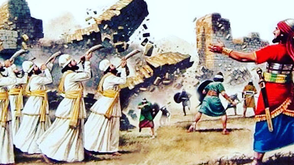 "By faith the walls of Jericho fell down after they were encircled for