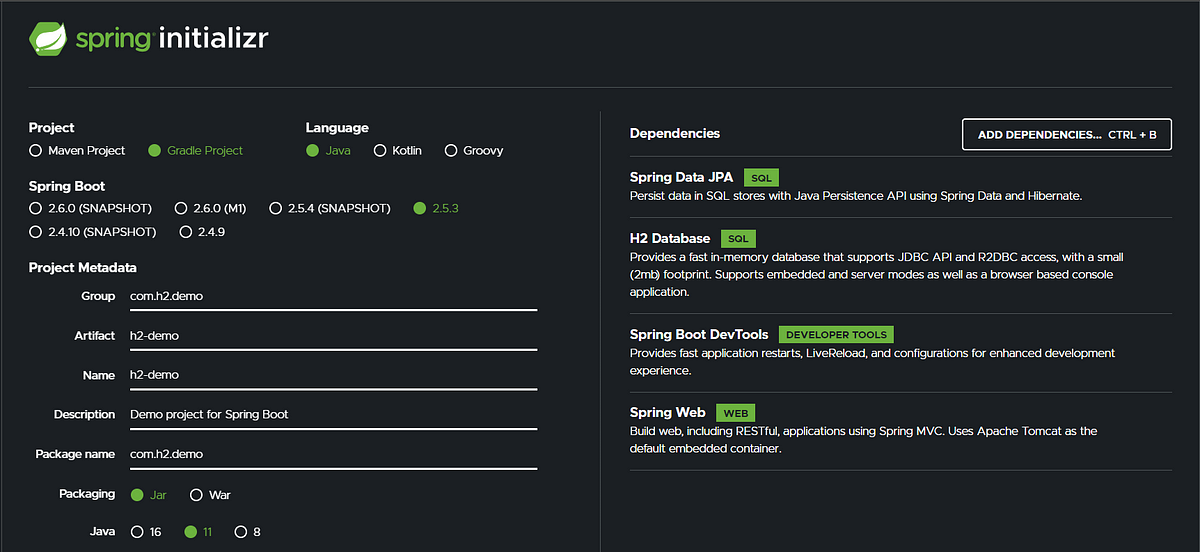 Spring Boot H2 Database Setup