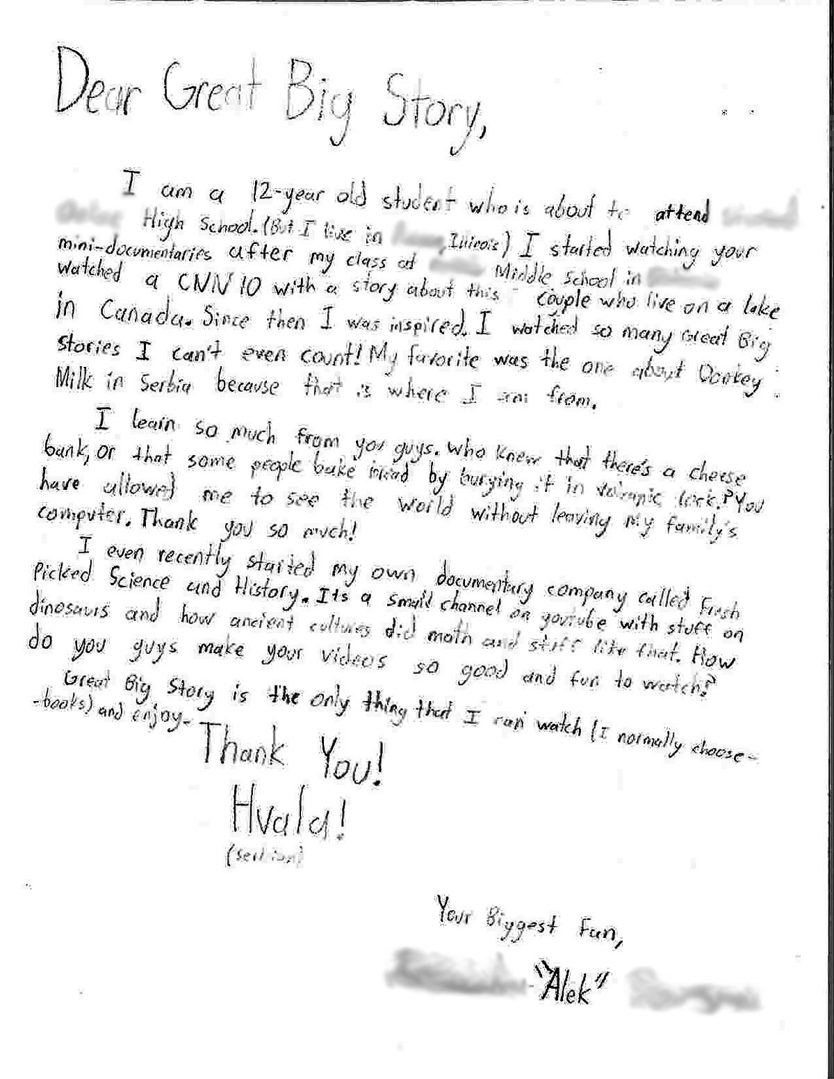 FAN MAIL OF THE WEEK. The letter below was received at Great… by