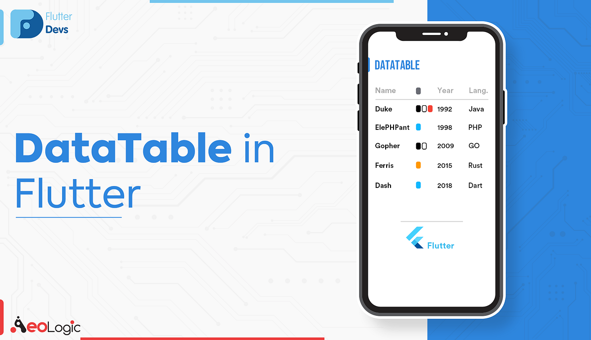 DataTable In Flutter. Learn How To Create DataTable In Your… | by Mohit  Joshi | FlutterDevs