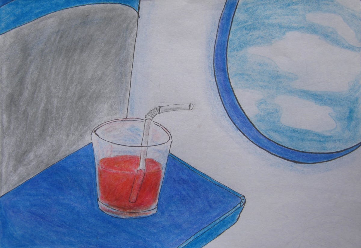 Tomato Juice. Why does most airline food taste bad… by Abbey