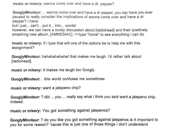 Meet The Chatbot Radiohead Launched 15 Years Ago | by Robin Sloan