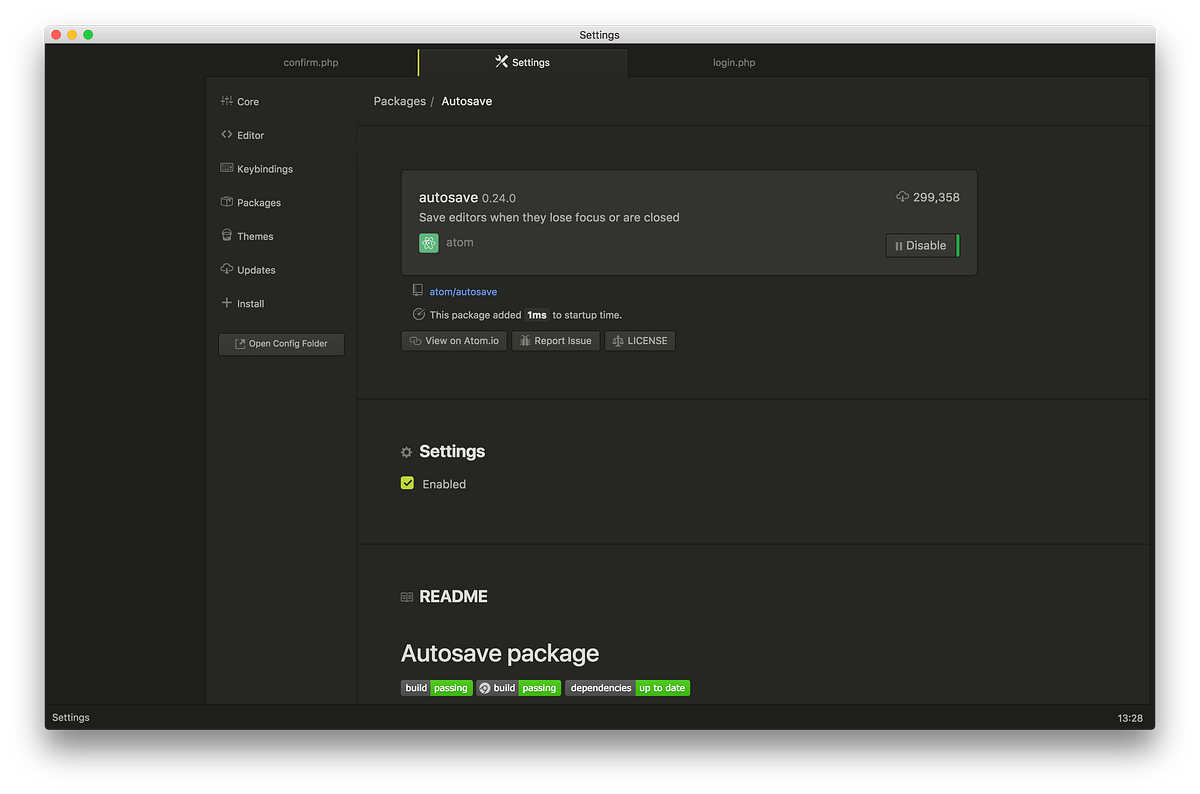 Enable AutoSave (on lost focus) on Atom, Brackets, Sublime, PhpStorm