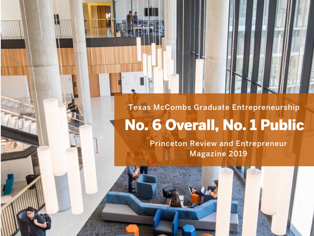 Texas Mccombs Sixth In Graduate Entrepreneurship Says