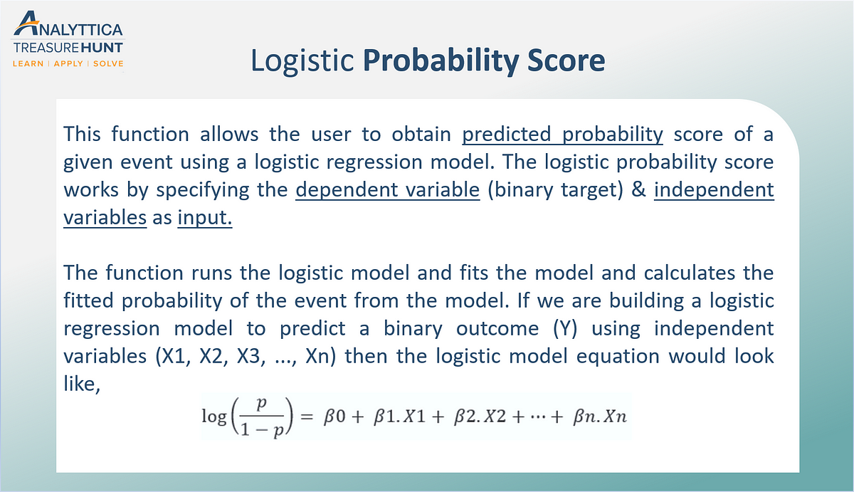 Logistic Probability Score The Logistic Probability Score Function By Analyttica Datalab Medium Logistic Probability Score The Logistic Probability Score Function By Analyttica Datalab Medium