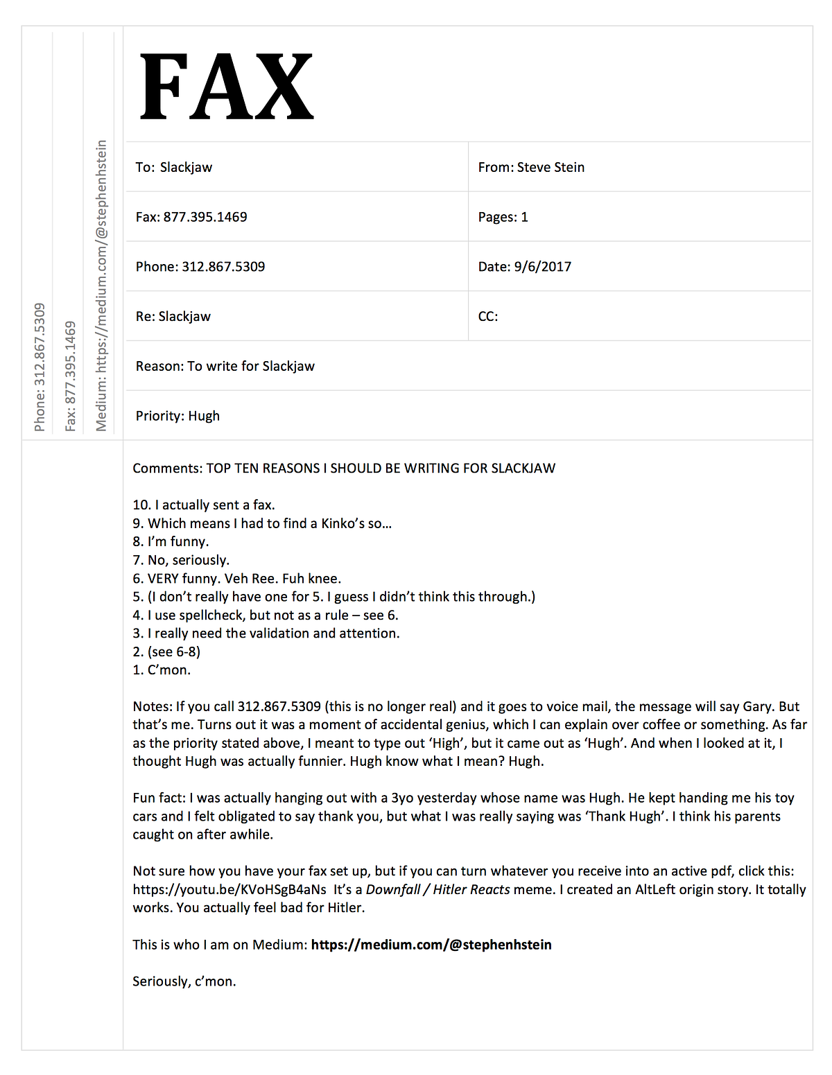 Printable fax sheet image