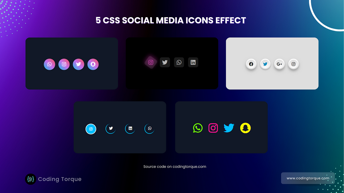 5 Social Media Icons effect using CSS - Piyush Patil - Medium