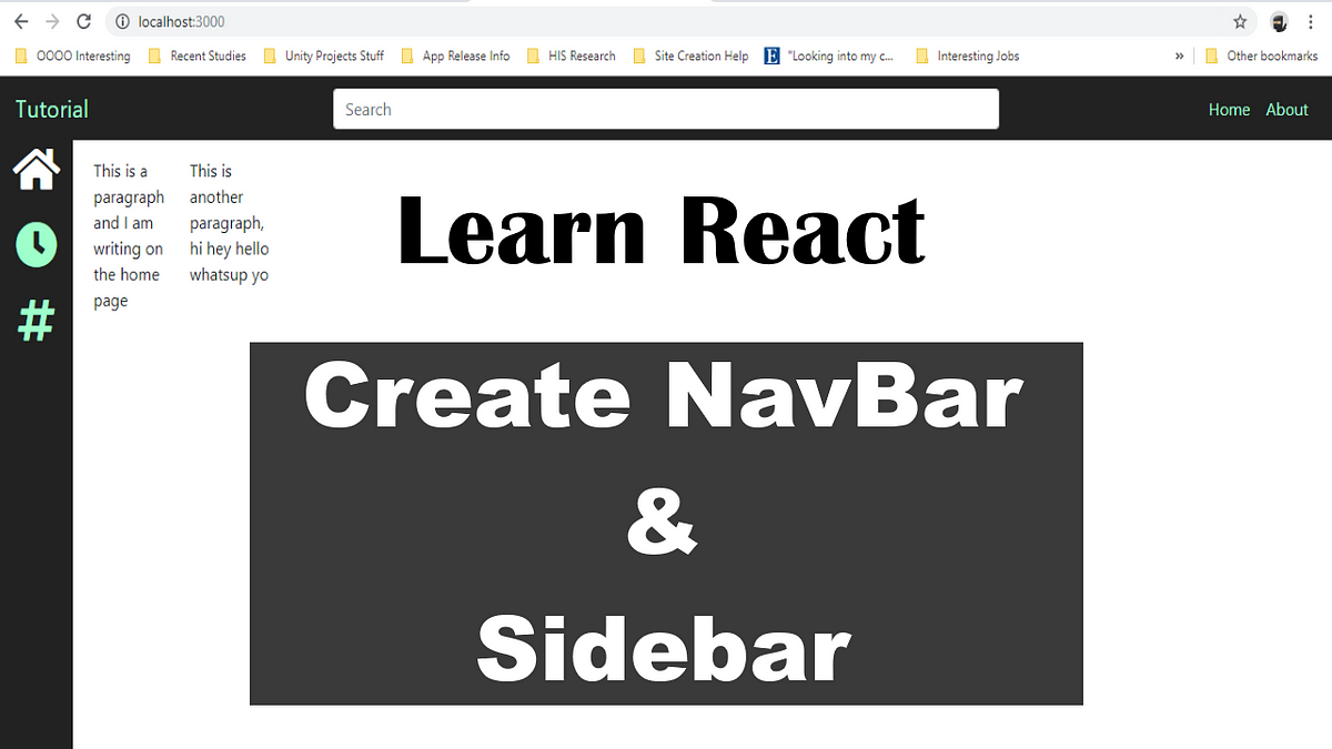 How to Create a Navigation Bar and Sidebar Using React | by Shmoji |  codeburst