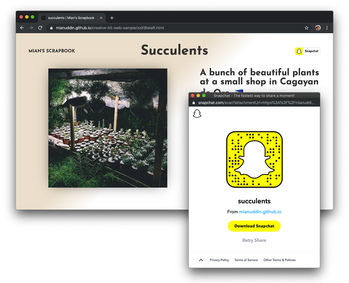 Effortless Sharing with Snap Kit's Creative Kit for Web | by Mian Uddin |  Major League Hacking