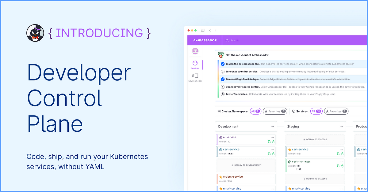 Today, we’re announcing General Availability of the Ambassador Developer Control Plane 1.0, our managed developer control plane solution. DCP 1.0 in