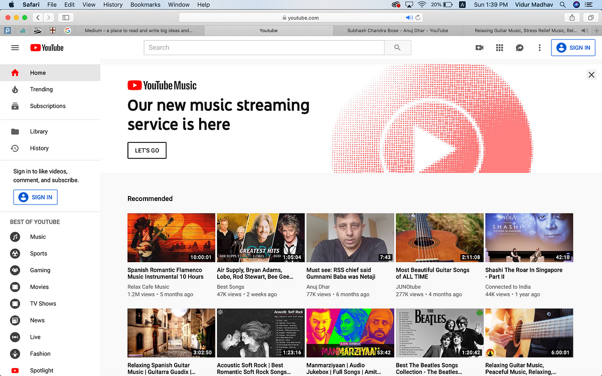 The Youtube Interface. YouTube is a video streaming website… | by Vidur  Madhav | Medium