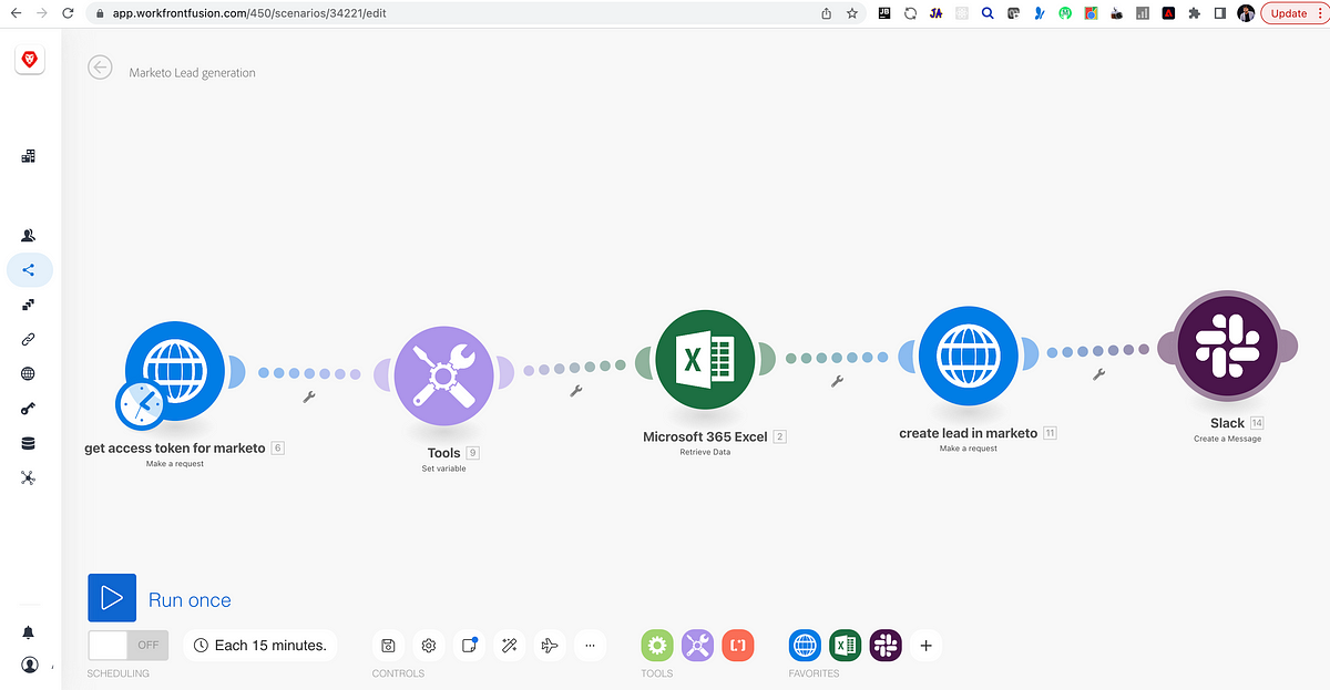 Workfront Fusion Automation Workflow to create leads in Marketo by