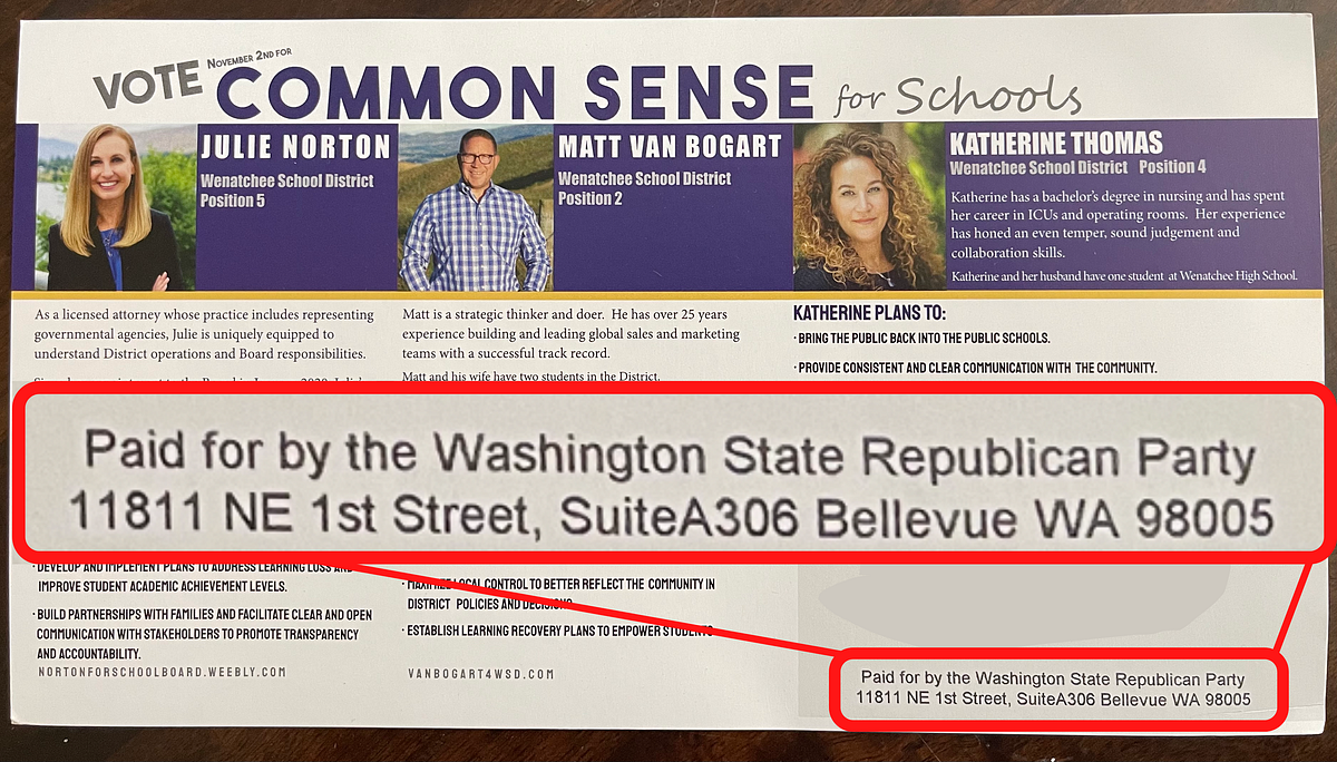 Volunteers for GOPbacked Candidates for Wenatchee School Board Caught