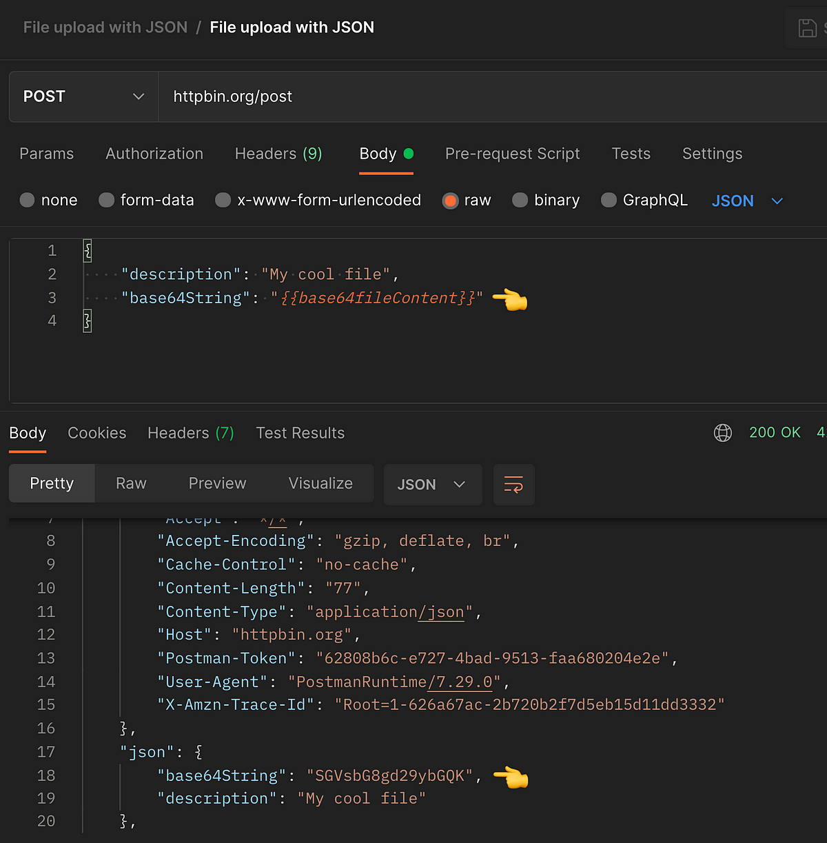 Set the json body from an external file in postman by valentin despa