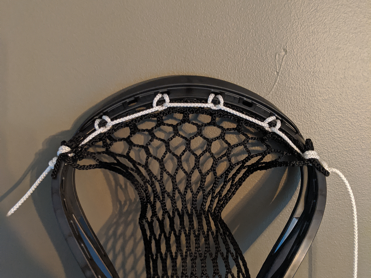 Men’s lacrosse mesh stringing tutorial part 1 top string by Jeff
