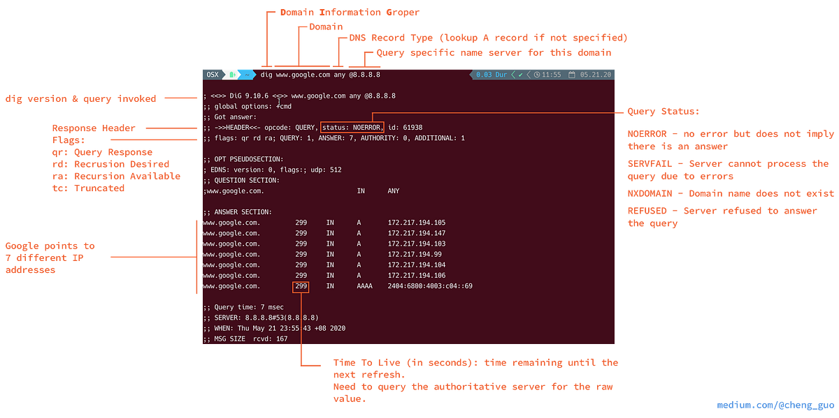 Linux Dig Command 101. Useful Reference by Cheng Guo Medium