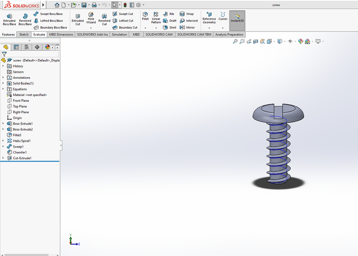 Parametric Screw Design. Designing variations of CAD 3D screws by
