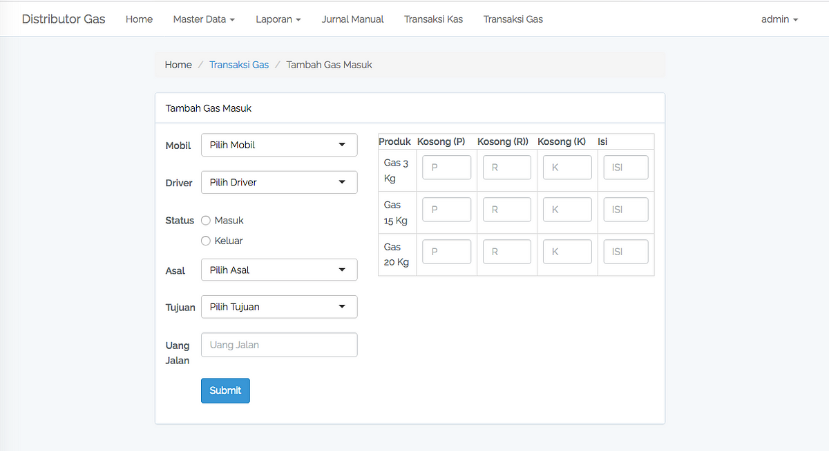 Aplikasi Distributor Gas [SPA] (Laravel + Vue js  