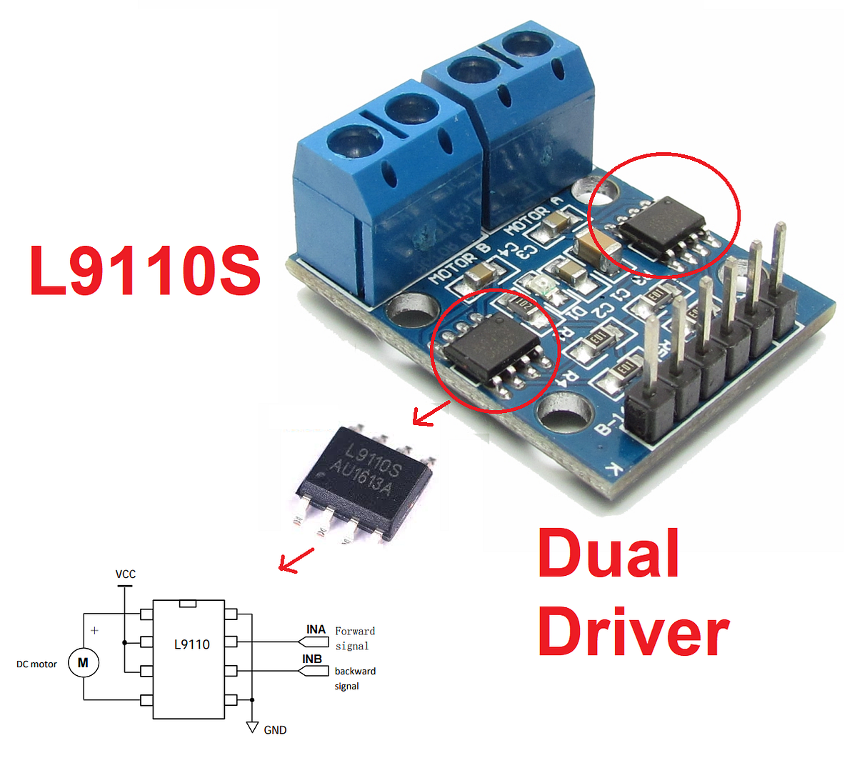 L9110S H-bridge Stepper Motor Dual DC motor Driver Controller Board for Arduino 