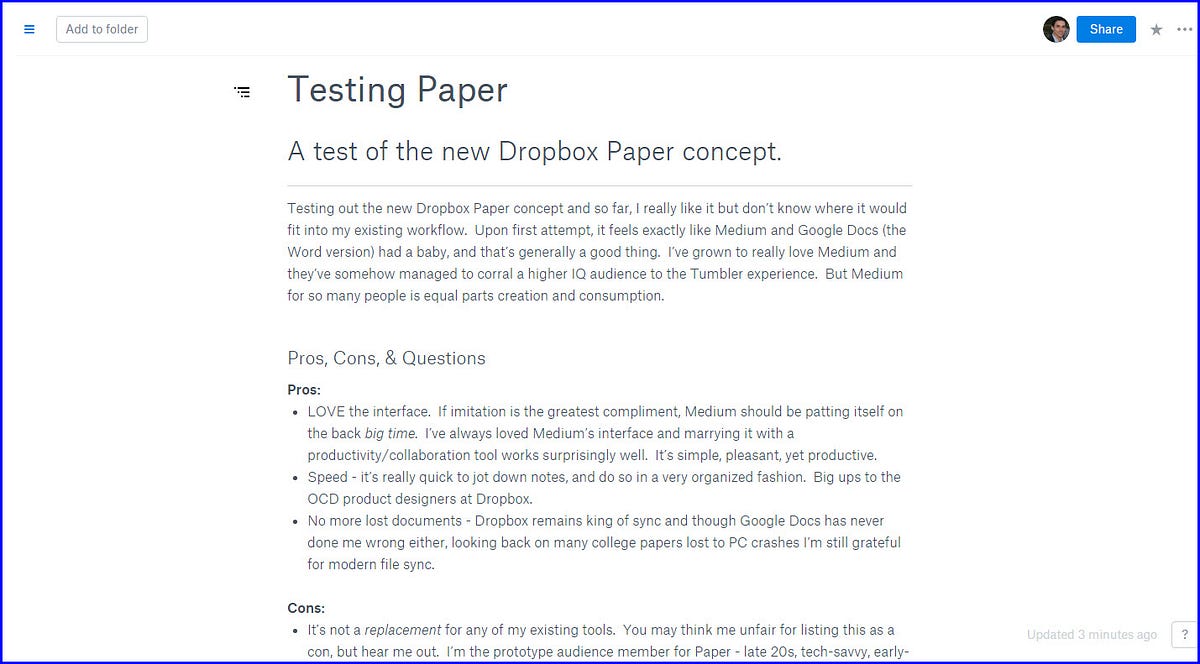Testing Paper. A test of the new Dropbox Paper… by Josh Carter Medium