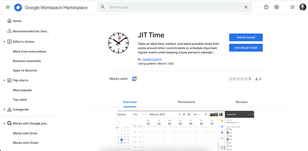 Building a Google Calendar add on and publishing it in the Workspace