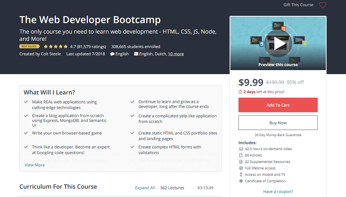 5 Best Udemy Courses For Learning Web Development By Forrest Knight Medium