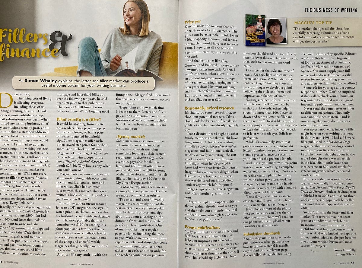 Filler Finance. Making money from magazines | Business of Writing