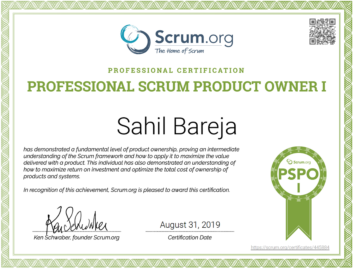 product owner certification