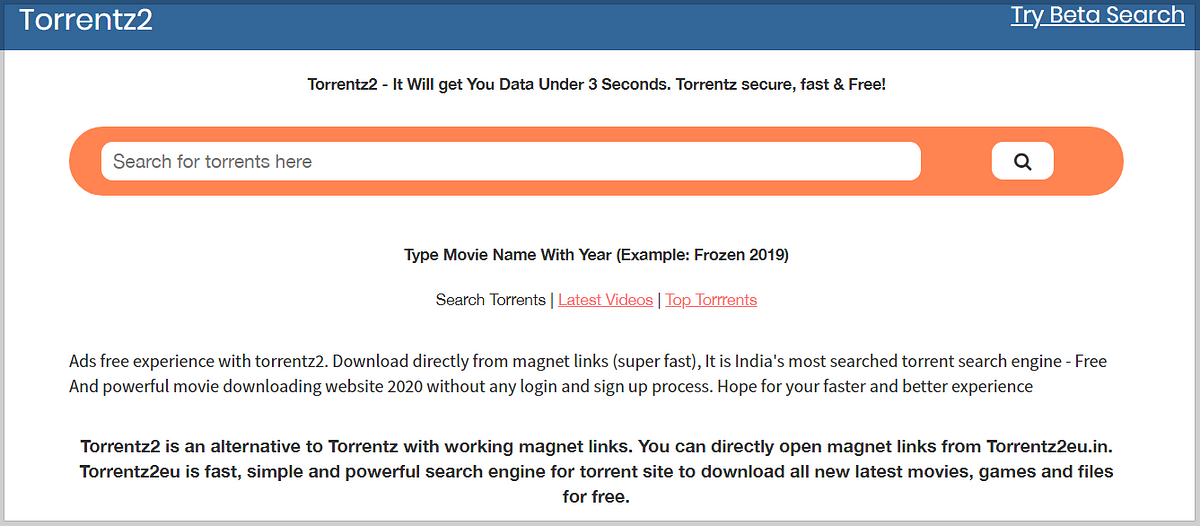 torrentz2 search engine 2020