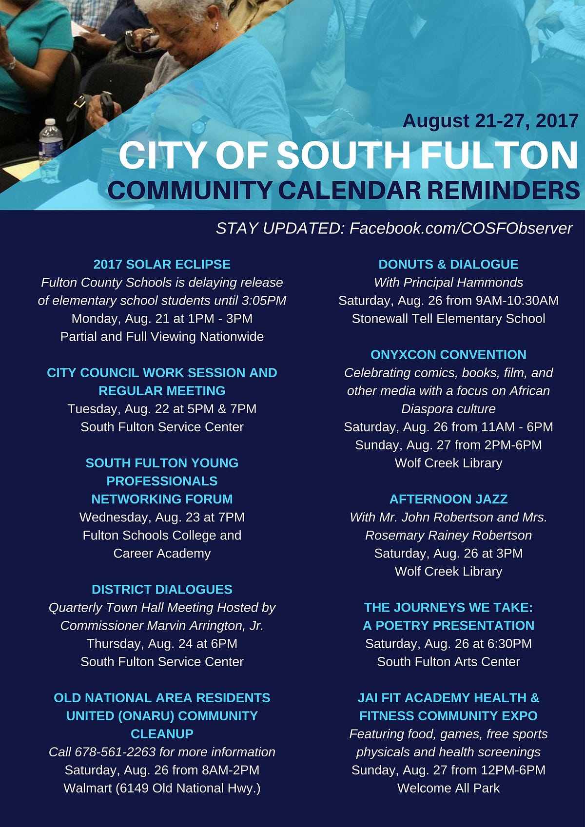 City of South Fulton Community Calendar Week of August 21 by CoSF