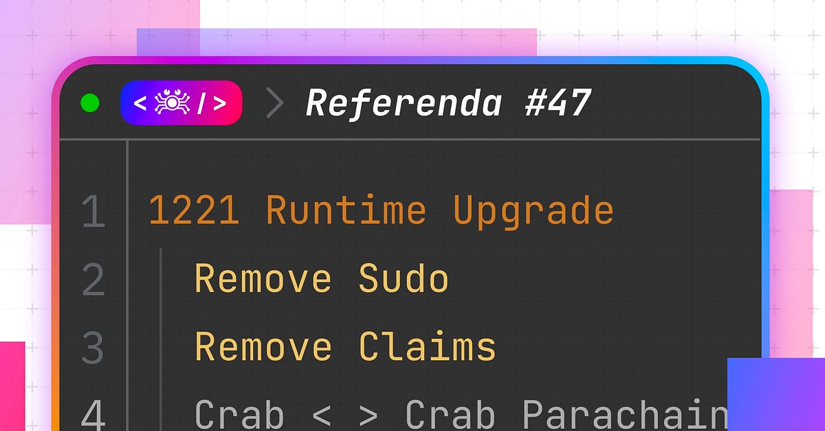 Crab 1221 Runtime Upgrade — Remove Sudo & Claims Pallets