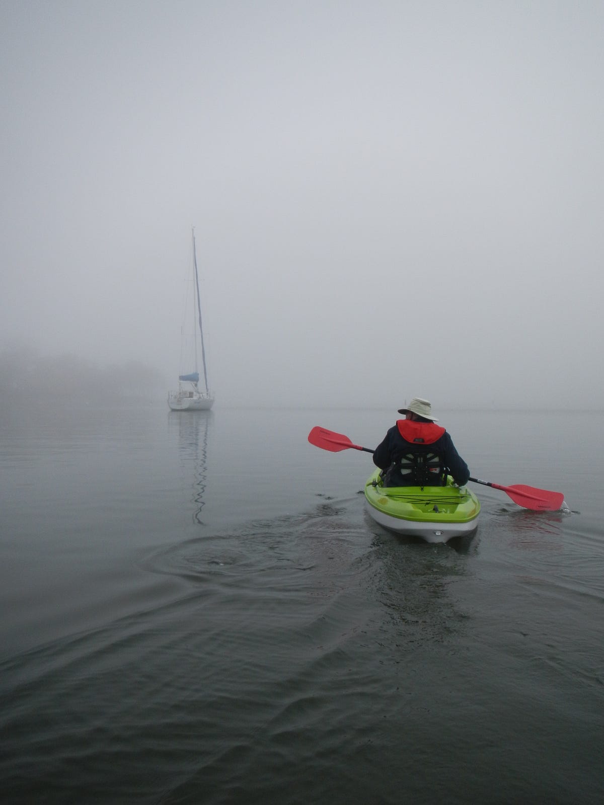 Kayaking in the Fog. There is magic in the clouds by John Dean Dean